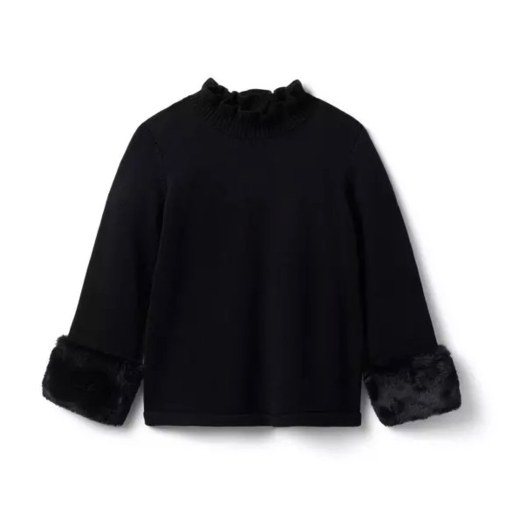 NWOT - Janie And Jack - Mock Neck Sweater Faux Fur Cuff (12-18M)